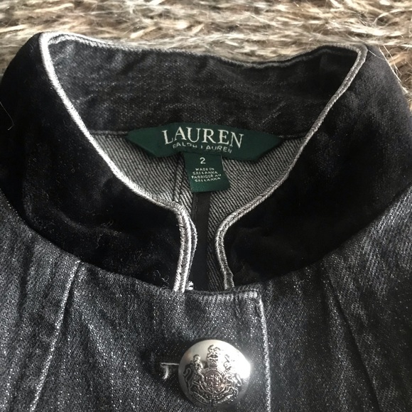 Black denim military style Ralph Lauren jacket. - Picture 2 of 4